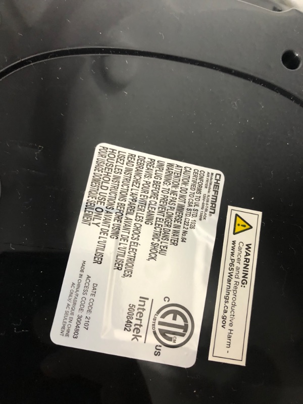 Photo 1 of Chefman Digital Air Fryer, One-Touch Control, 4 Cooking Presets, Adjustable Time And Temperature, Fry With 98% Less Oil, LED Shake Reminder, Family Size, 5-Quart, Black 5 QT Digital