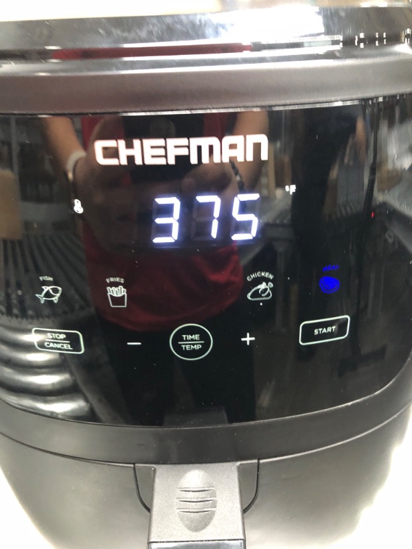 Photo 1 of Chefman Digital Air Fryer, One-Touch Control, 4 Cooking Presets, Adjustable Time And Temperature, Fry With 98% Less Oil, LED Shake Reminder, Family Size, 5-Quart, Black 5 QT Digital