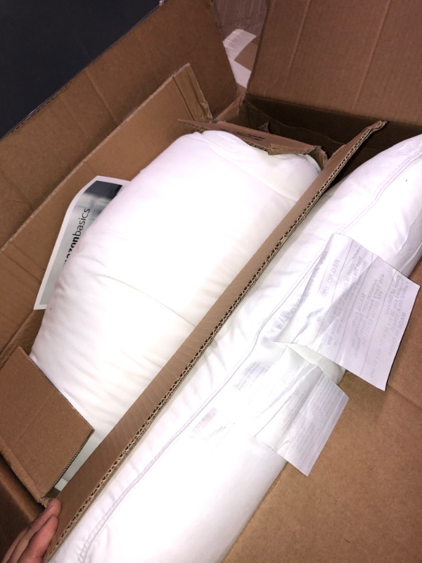 Photo 1 of Amazon Basics Down-Alternative Pillows, Soft Density for Stomach and Back Sleepers - King, 2-Pack 20 x 36 inches Soft Pillow (Pack of 2)