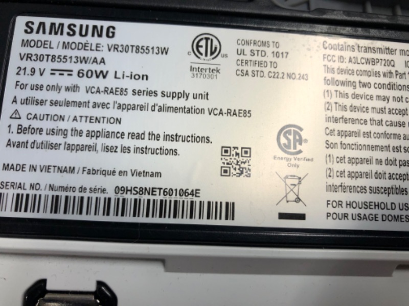 Photo 5 of ***vacuum needs to be charged**
SAMSUNG Jet Bot+ Robot Vacuum Cleaner w/ Clean Station, Automatic Emptying, Precision Cleaning, 5-Layer Filter, Intelligent Power Control for Hardwood Floors, Carpets, Area Rugs, VR30T85513W/AA, White Jet Bot +