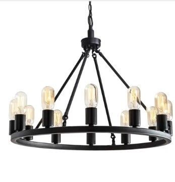 Photo 1 of 2 of-  Black 12-light Metal Round Chandelier