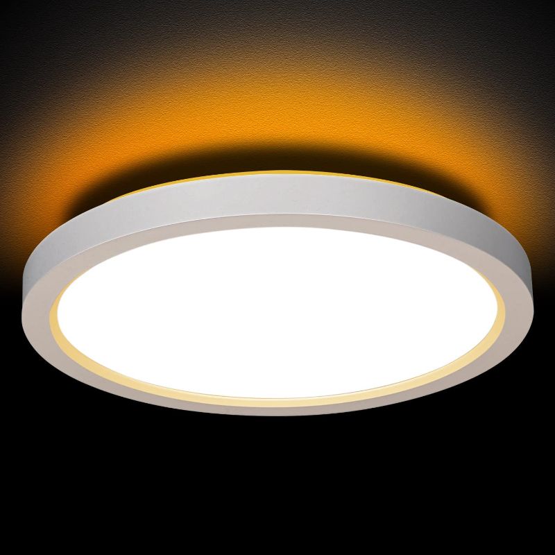 Photo 1 of 18 Inch LED Flush Mount Ceiling Light with Night Light (5W 2000K), 32W, 3200lm, 3000K/4000K/5000K Selectable, Dimmable Round Flat Panel Light, for Bedroom, Kitchen, Hallway - ETL Listed - 18 inch white