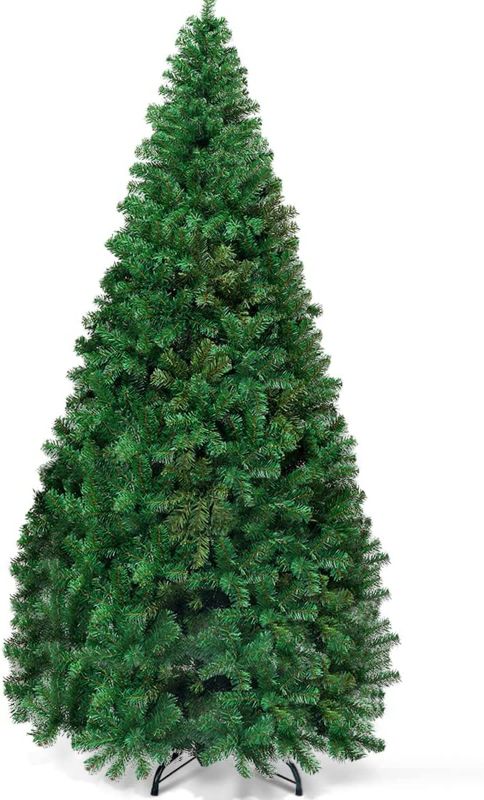 Photo 1 of 8ft Artificial Christmas Tree Xmas Pine Tree with Solid Metal Legs Perfect for Indoor and Outdoor Holiday Decoration, Green