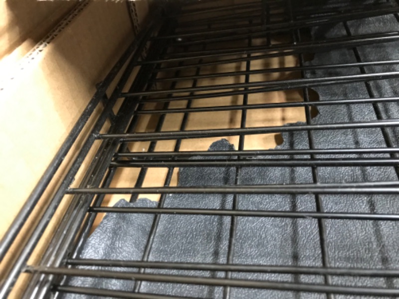 Photo 3 of *BROKEN LATCH AND PANEL* Amazon Basics Foldable Metal Wire Dog Crate with Tray, Single Door, 42 Inch
