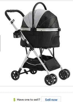 Photo 1 of 4 Wheels Pet Stroller Dog Stroller Foldable Gear for Cat Puppy Small Dogs