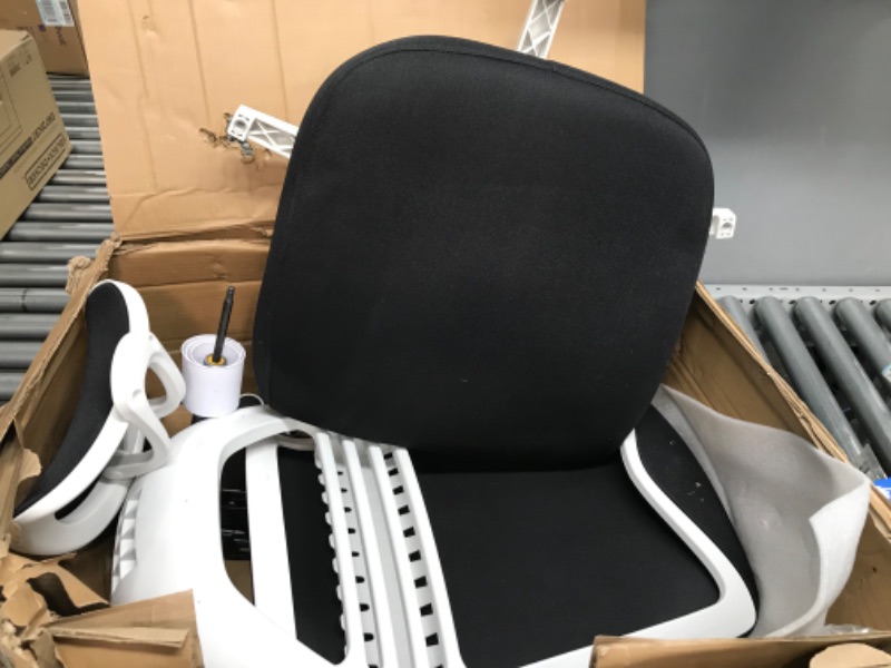 Photo 2 of OSP Home Furnishings Xeno Ergonomic Adjustable Faux Leather Gaming Chair with Integrated Headrest and Airflow Cooling Material, White with Black Accents
