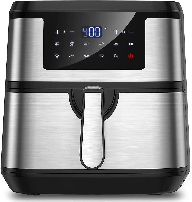 Photo 1 of *Tested* Airfryer XL Air Fryers Large Air Fryer 8QT Smart Digital Air Fryer with Basket Oiless Electric Cooker with LED Touchscreen 10 Presets Auto Shut Off (50 Recipes Included), Black
