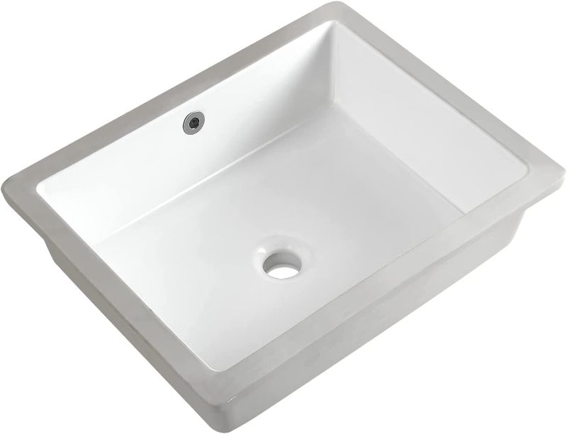 Photo 1 of 20 Inch Undermount Bathroom Sink Rectangle Undermount Sink White Ceramic Under Counter Bathroom Sink with Overflow 
