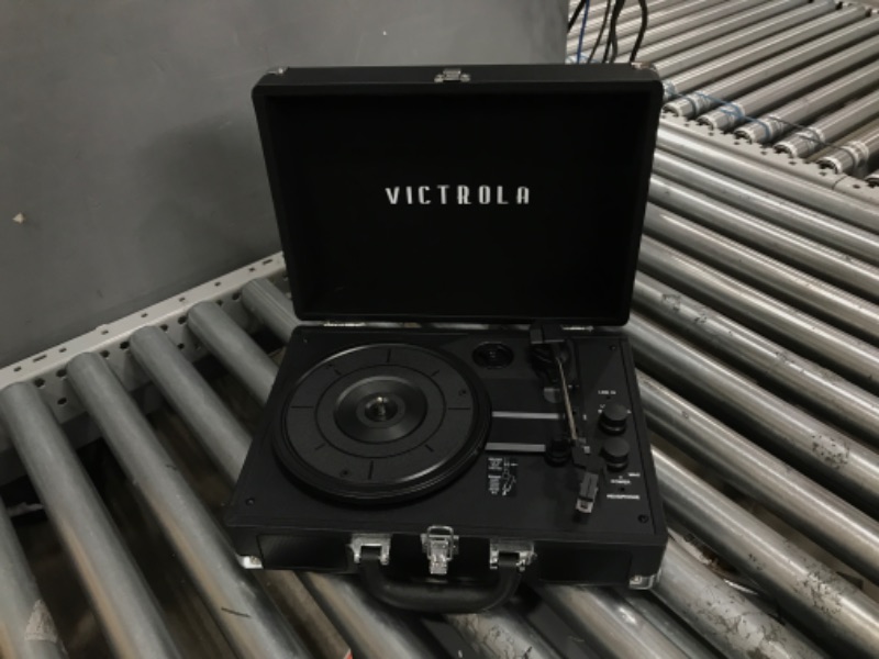 Photo 2 of Victrola Vintage 3-Speed Bluetooth Portable Suitcase Record Player with Built-in Speakers | Upgraded Turntable Audio Sound| Includes Extra Stylus | Black, Model Number: VSC-550BT-BK, 1SFA
