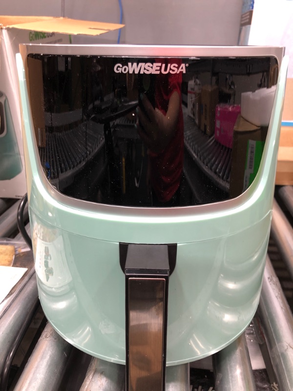 Photo 2 of *** BOTTOM PIECE BROKEN *** GoWISE USA GW22954 7-Quart Electric Air Fryer with Dehydrator& 3 Stackable Racks, Digital Touchscreen with 8 Functions + Recipes, 7.0-Qt, Mint/Silver Mint/Silver 7-Qt Air Fryer