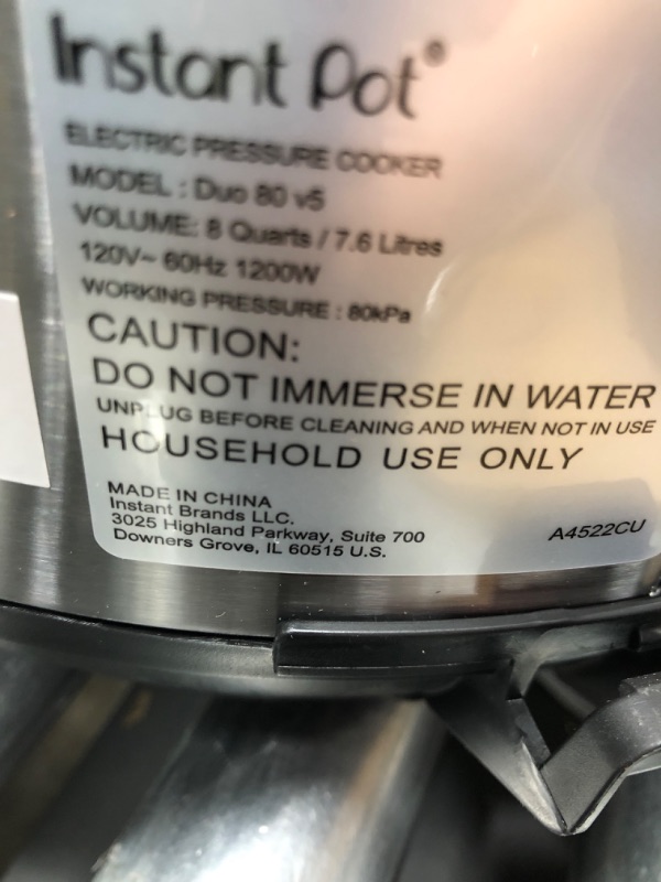 Photo 3 of *** LID HANDLE BROKEN *** Instant Pot Duo 7-in-1 Electric Pressure Cooker, Slow Cooker, Rice Cooker, Steamer, Sauté, Yogurt Maker, Warmer & Sterilizer, Includes App With Over 800 Recipes, Stainless Steel, 8 Quart 8QT Duo