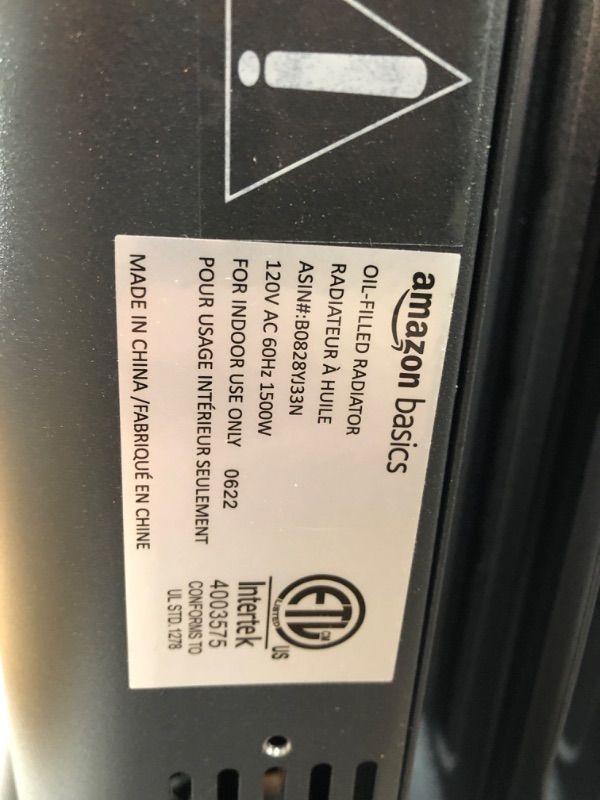 Photo 5 of *** DENT *** Amazon Basics Portable Digital Radiator Heater with 7 Wavy Fins and Remote Control, Black, 1500W Digital Control