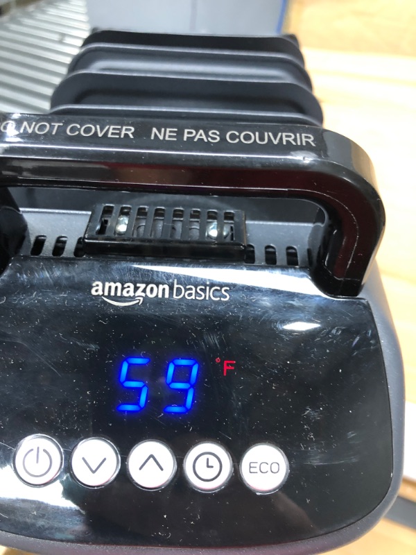 Photo 3 of *** DENT *** Amazon Basics Portable Digital Radiator Heater with 7 Wavy Fins and Remote Control, Black, 1500W Digital Control