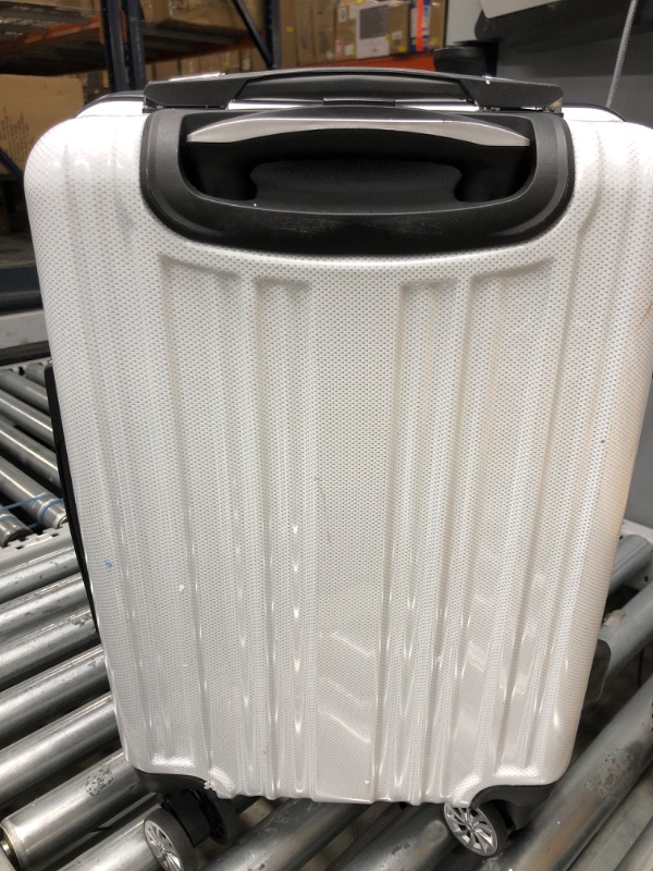 Photo 2 of *** USED ***Coolife Luggage Expandable(only 28") Suitcase PC+ABS Spinner 20in 24in 28in Carry on (white grid new, S(20in)_carry on) white grid new S(20in)_carry on