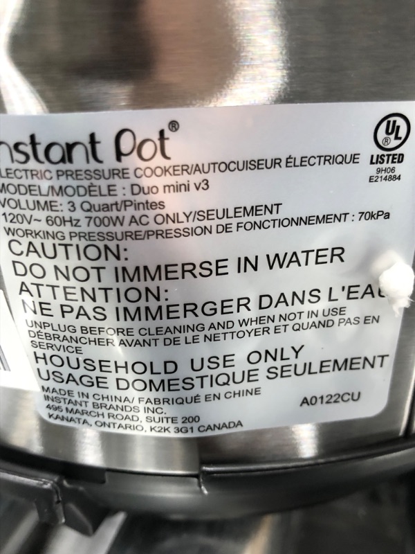 Photo 4 of *** DENT *** Instant Pot Duo 7-in-1 Electric Pressure Cooker, Slow Cooker, Rice Cooker, Steamer, Sauté, Yogurt Maker, Warmer & Sterilizer, Includes App With Over 800 Recipes, Stainless Steel, 3 Quart 3QT Duo