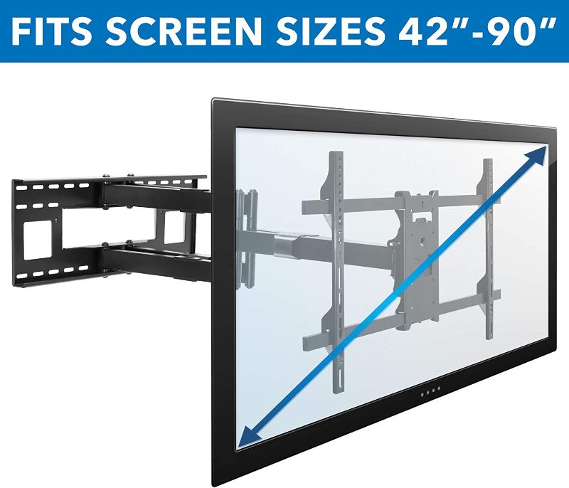 Photo 1 of Mount-It! Long Extension TV Mount, Dual Arm Full Motion Wall Bracket with 36 inch Extended Articulating Arm, Fits Screen Sizes 50 55 60 65 70 75 80 85 90 Inch, VESA 800x400mm Compatible, 176 lb
