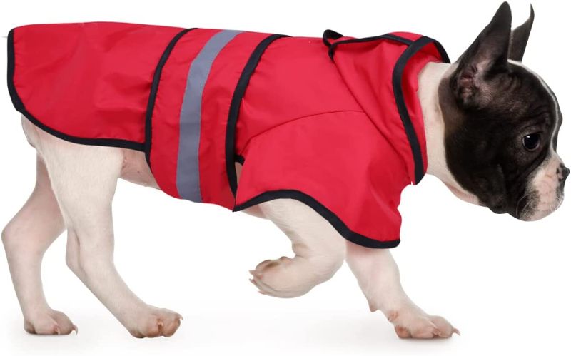 Photo 1 of HDE Dog Raincoat Hooded Slicker Poncho for Small to X-Large Dogs and Puppies (Red, Small)
