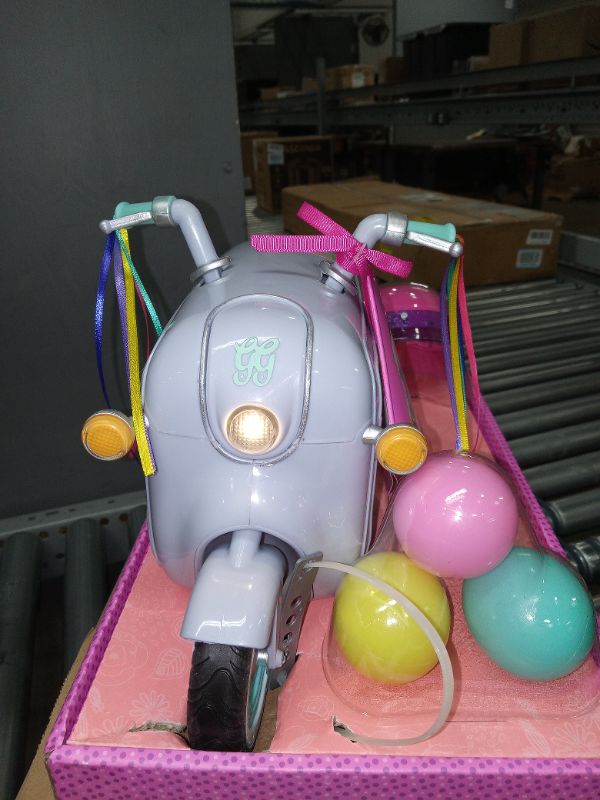 Photo 4 of **** Tested/ Lights and Music work******
Glitter Girls by Battat – Donut Delivery Scooter – Toy Car, Bike, and Vehicle Accessories for 14-inch Dolls – Ages 3 and Up (GG57020C1Z) , Pink