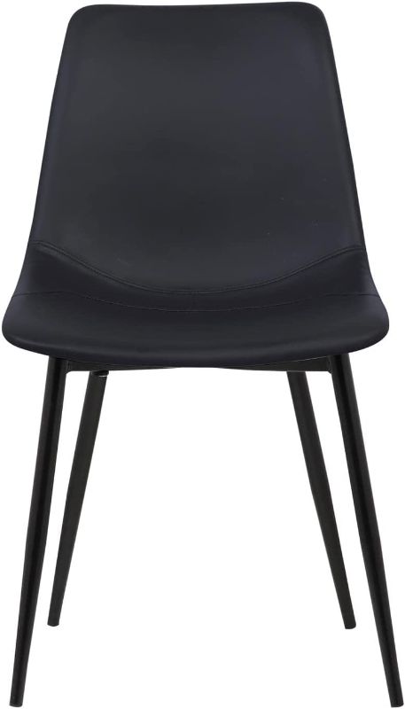 Photo 1 of Armen Living Monte Dining Chair in Black Faux Leather and Black Powder Coat Finish,LCMOCHBLACK, Black
