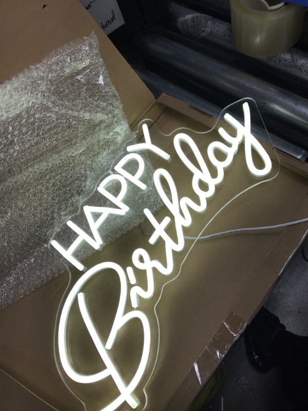 Photo 2 of 17"x7" Happy Birthday Neon Sign for Wall Decor, with Dimmable Switch, Reusable Happy Birthday