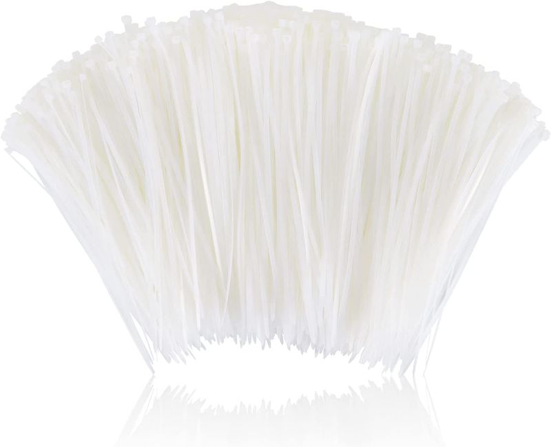Photo 1 of 12 Inch Zip Cable Ties (1000 Pack), Self-Locking Premium Nylon Cable Wire Ties,Heavy Duty White, for Indoor and Outdoor by Boacua
