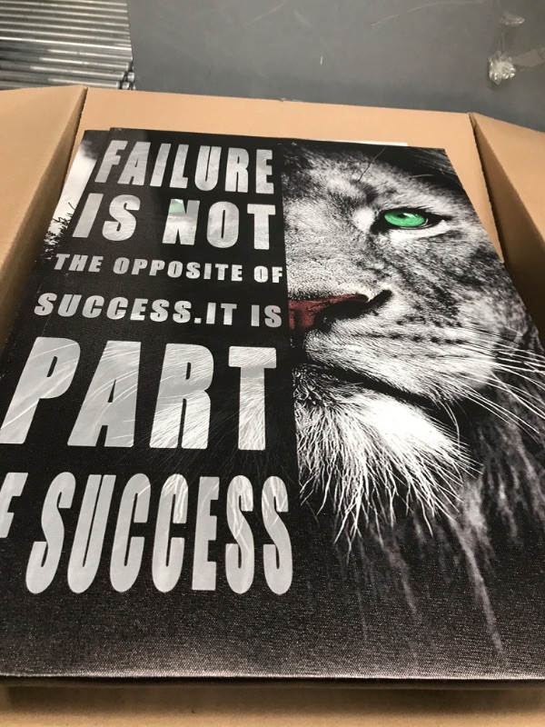 Photo 1 of 3 Canvas Painting Lion/Tiger Motivational Quote Art Poster 