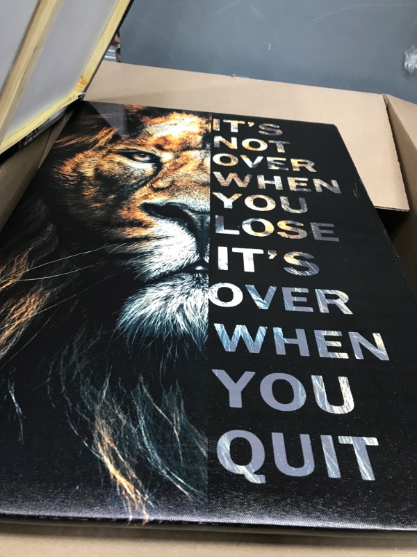 Photo 3 of 3 Canvas Painting Lion/Tiger Motivational Quote Art Poster 