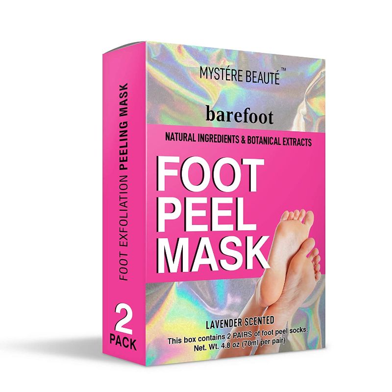 Photo 1 of Foot Peel Mask, 2 Pack Exfoliating Foot Mask for Cracked Heels, Dry Skin and Calluses - Lavender Scented Foot Peel and Foot Care - Moisturizes Skin for Men and Women