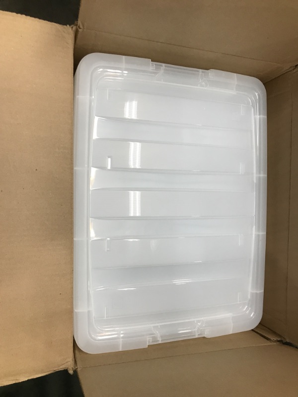 Photo 2 of . TB-42 12 Quart Stack & Pull Box, Multi-Purpose Storage Bin, 6 Pack, Pearl & USA CNL-5 Storage Box, Clear, 3 PACK 