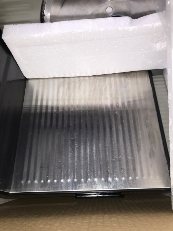 Photo 1 of Chef'sChoice 615A Electric Meat Slicer Features Precision thickness Control & Tilted Food Carriage For Fast & Efficient Slicing with Removable Blade for Easy Clean, 7-Inch, Silver 615A Meat Slicer