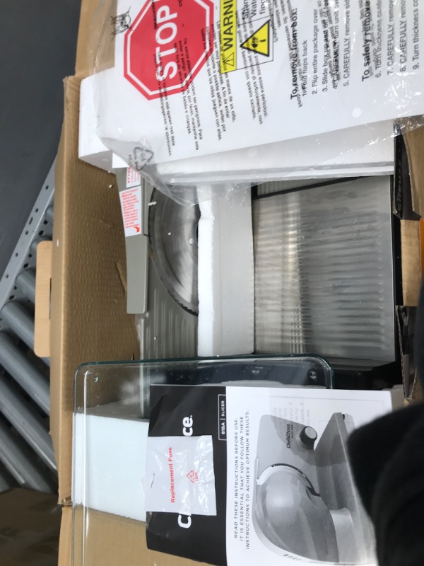 Photo 1 of Chef'sChoice 615A Electric Meat Slicer Features Precision thickness Control & Tilted Food Carriage For Fast & Efficient Slicing with Removable Blade for Easy Clean, 7-Inch, Silver 615A Meat Slicer