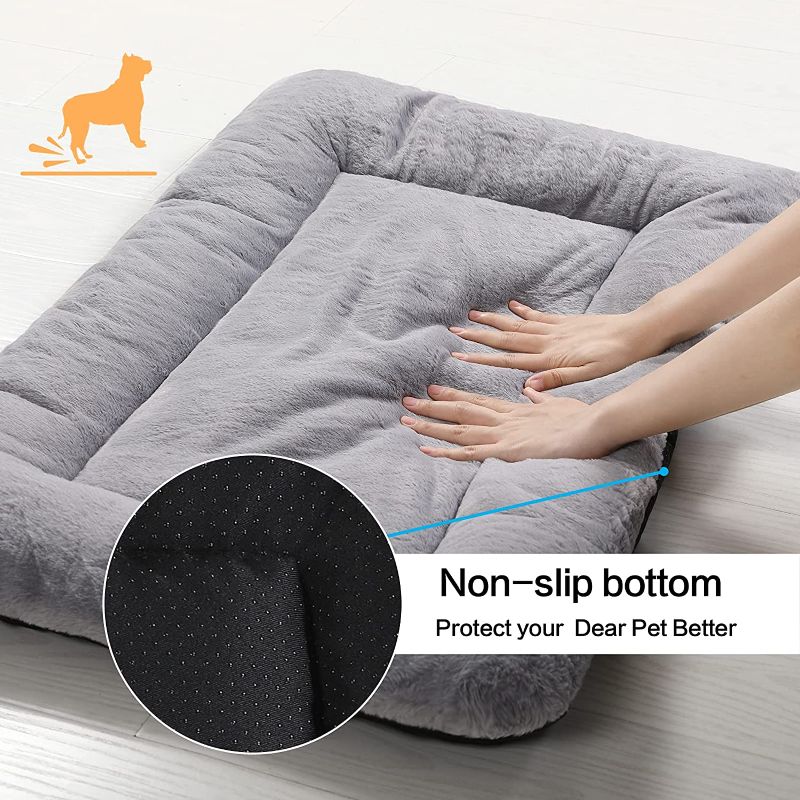 Photo 1 of 
Dog Beds Crate Pad for Small Dogs Fit Metal Dog Crates,Ultra Soft Dog Crate Bed Washable & Anti-Slip Kennel Pad for Dogs Cozy Sleeping Mat,Gray 24inch