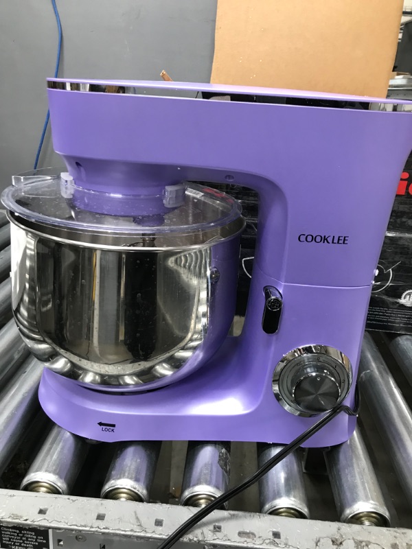 Photo 3 of COOKLEE Stand Mixer, 9.5 Qt. 660W 10-Speed Electric Kitchen Mixer with Dishwasher-Safe Dough Hooks, Flat Beaters, Wire Whip & Pouring Shield Attachments for Most Home Cooks, SM-1551, Lavender
