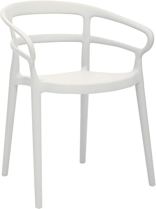 Photo 1 of Amazon Basics White, Curved Back Dining Chair-Set of 2, Premium Plastic
