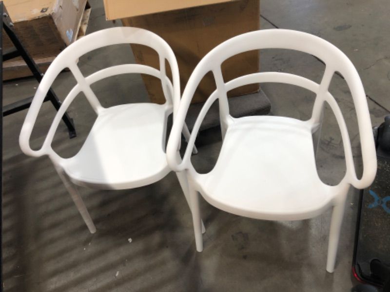 Photo 2 of Amazon Basics White, Curved Back Dining Chair-Set of 2, Premium Plastic
