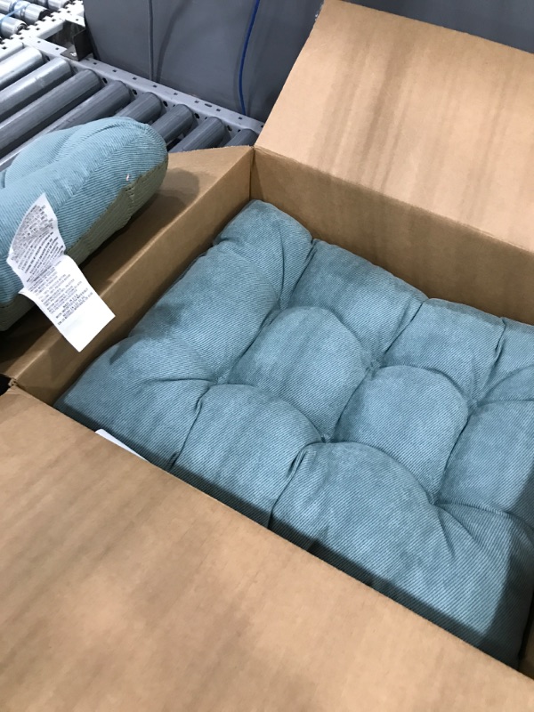 Photo 1 of **CUSHIONS NOT CHAIR** Klear Vu Twillo Overstuffed Rocking Chair Cushion Set, Seat 17" X 17" and Seatback 21" X 17", 2 Piece, Thyme Green 2 Count