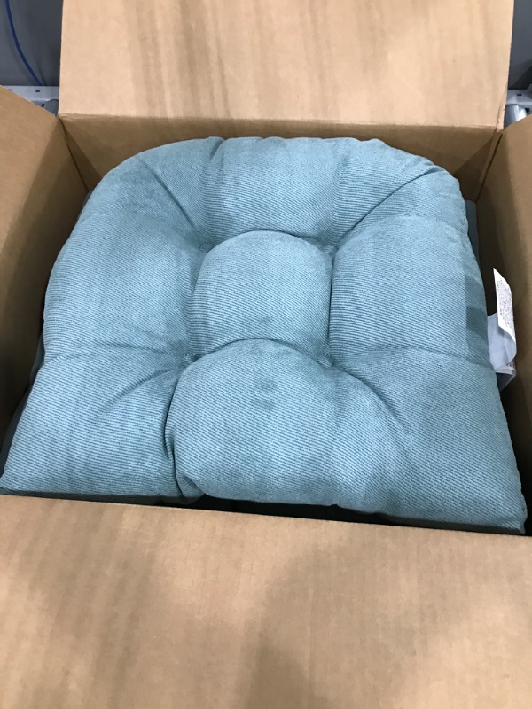 Photo 2 of **CUSHIONS NOT CHAIR** Klear Vu Twillo Overstuffed Rocking Chair Cushion Set, Seat 17" X 17" and Seatback 21" X 17", 2 Piece, Thyme Green 2 Count