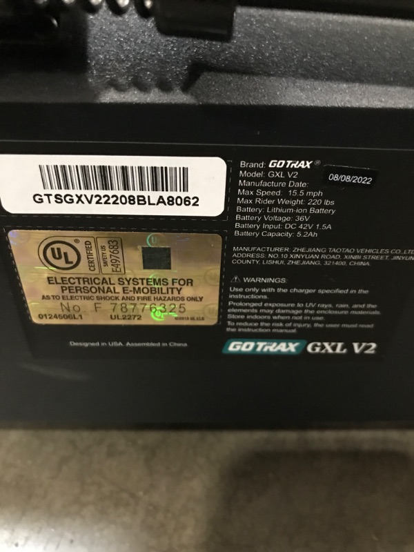 Photo 4 of **READ NOTES** Gotrax GXL V2 Electric Scooter, 8.5" Pneumatic Tire, Max 12 Mile and 15.5Mph Speed, EABS and Rear Disk Brake,Foldable Escooter for Adult