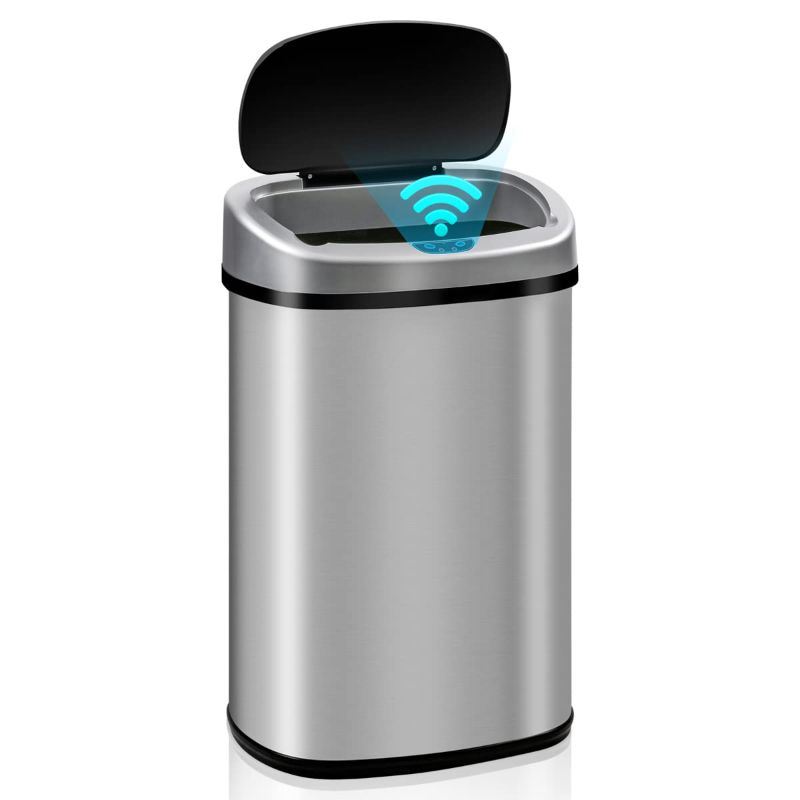 Photo 1 of 13 Gallon Touch-Free Automatic Stainless-Steel Trash Can 