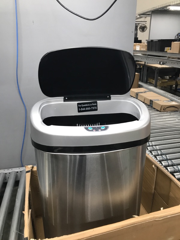 Photo 3 of 13 Gallon Touch-Free Automatic Stainless-Steel Trash Can 