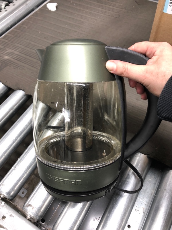 Photo 2 of ***TESTED WORKING*** Chefman Digital Electric Kettle with Rapid 3 Minute Boil Technology, Custom Steep Timer & Temperature Presets, Bonus Tea Infuser, Rust & Discoloration Proof, 1.8 Liter, Green, 1500W Stainless Glass Digital Electric Kettle Stainless Gr
