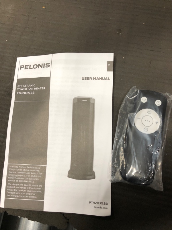 Photo 5 of ***TESTED WORKING*** Pelonis 1500W Tower Space Heater for Indoor use in with Oscillation, Remote Control, Programmable Thermostat, Timer, Touch Screen, Tip-over Switch and Overheat Safety Protection, Black PTH21ERLBB PTC Heater Black