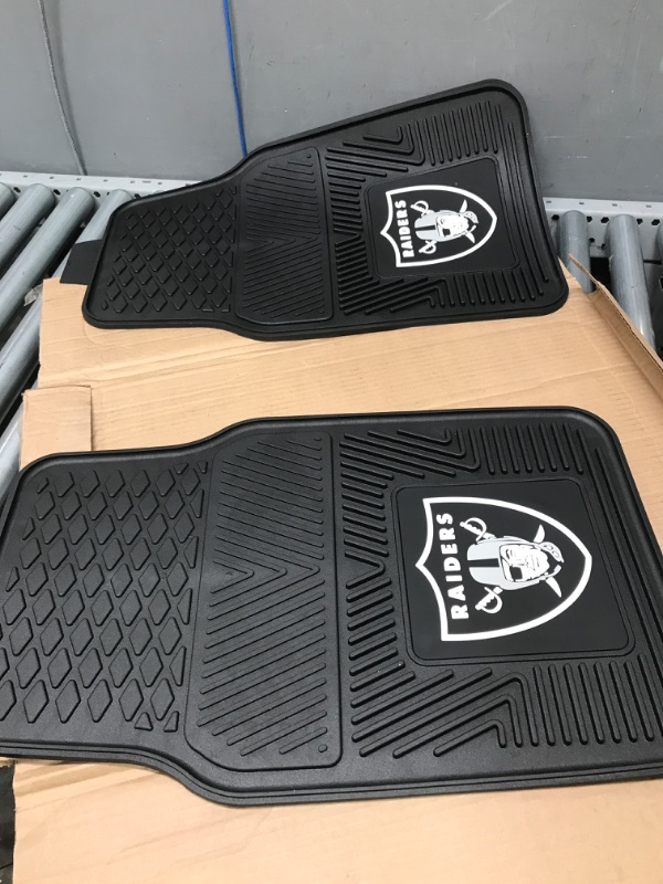 Photo 2 of FANMATS 8774 Las Vegas Raiders 2-Piece Heavy Duty Vinyl Car Mat Set, Front Row Floor Mats, All Weather Protection, Universal Fit, Deep Resevoir Design