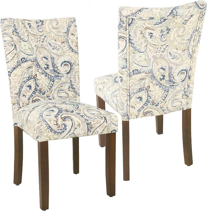 Photo 1 of **MISSING ONE SET OF LEGS AND MISSING HARDWARE***HomePop Parsons Classic Dining Room Tables and Chairs, Pack of 2, Blue Velvet Paisley Print
