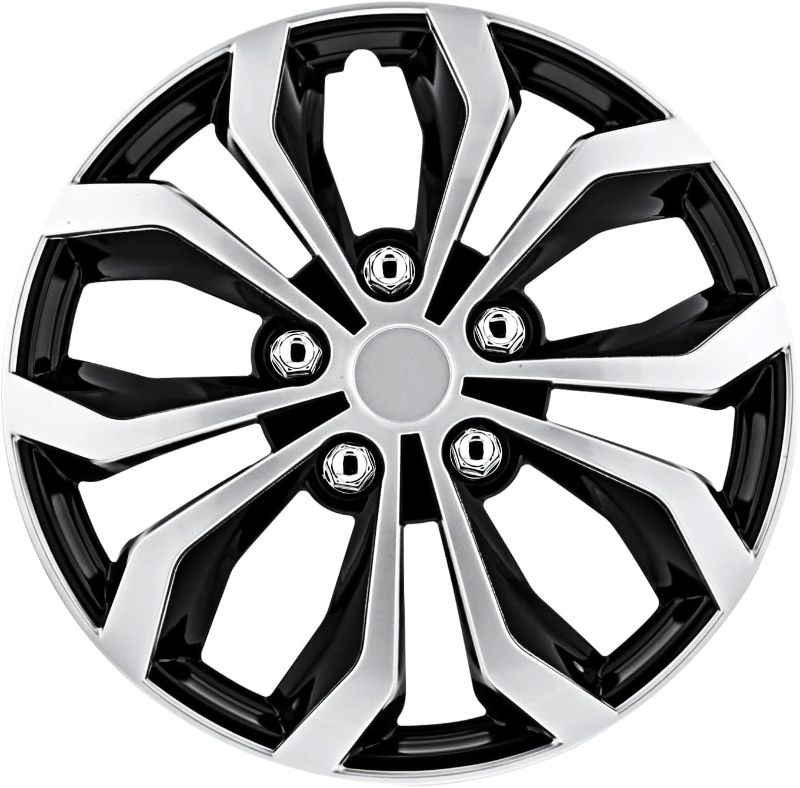 Photo 1 of *METAL RINGS TO ATTACH  HUB CAPS MISSING ***
Pilot Automotive WH553-16S-BS 16 Inch Spyder Black & Silver Universal Hubcap Wheel Covers For Cars - Set Of 4 - Fits Most Cars

