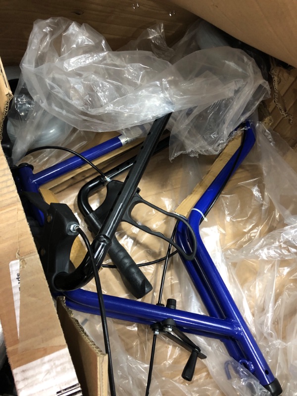 Photo 2 of ***missing components***DMI Folding Rollator Walker with Swiveling Front Wheels, FSA HSA Eligible, 3 Wheel, Aluminum Light-Weight, Detachable Storage Tray, Royal Blue