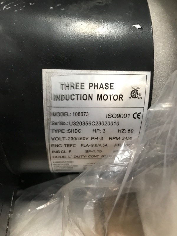 Photo 3 of 3HP Electric Motor 3450RPM General Purpose Three Phase Motor 230V/460V CW/CCW TEFC 2Pole 60HZ