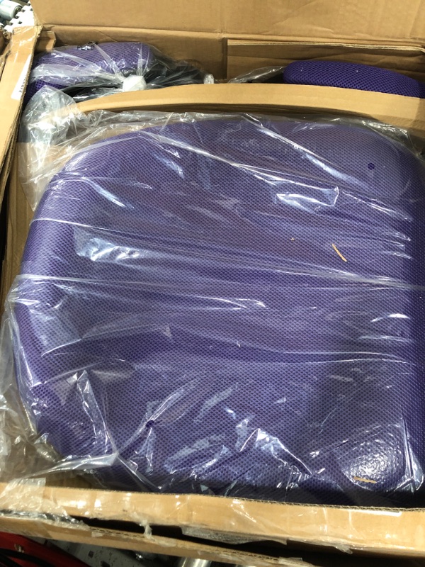 Photo 2 of Flash Furniture High Back Purple Mesh Ergonomic Swivel Office Chair with Black Frame and Flip-up Arms 26.5D x 26.5W x 40.25H in Purple Chair