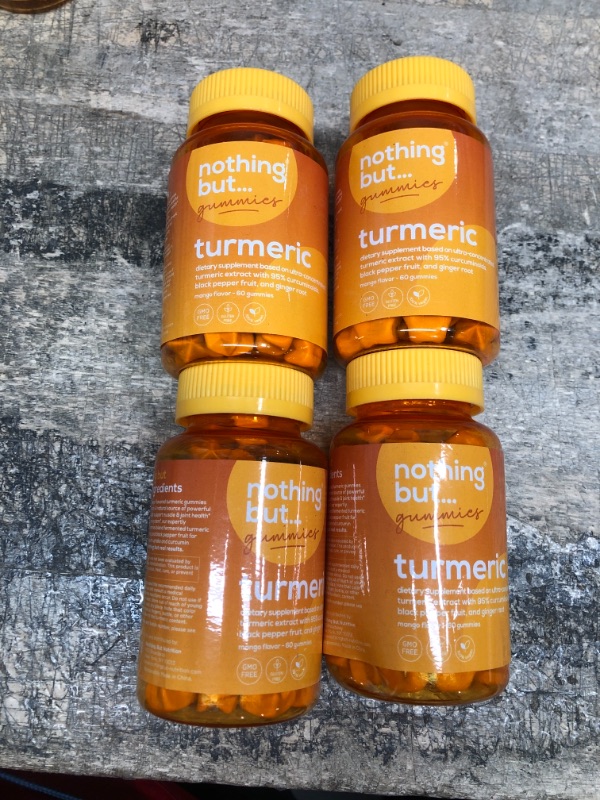 Photo 1 of 4 PACK Turmeric Gummies for Adults, Turmeric Curcumin, Black Pepper, Ginger Root - Turmeric Vitamin Supports Absorption, Joints and Immune System, Vegan, 60 Ginger Turmeric Gummies