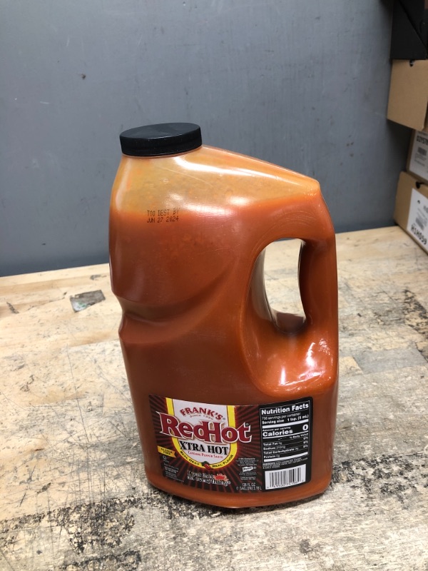 Photo 2 of *7/27/2024* Frank's RedHot Xtra/Extra Hot Cayenne Pepper Hot Sauce 1 Gallon with 3x the Heat, Best for Wings, Pizza, Sides, Snacks, Bar Bites and More 128 Fl Oz (Pack of 1)